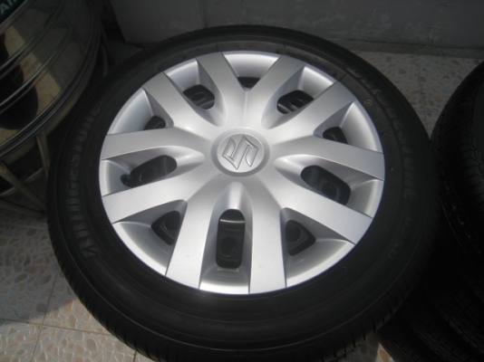 ขายกะทะล้อ suzuki swif ขอบ15 4รู100 +ยางปี12และ13 มี4ชุด(081-3747940)