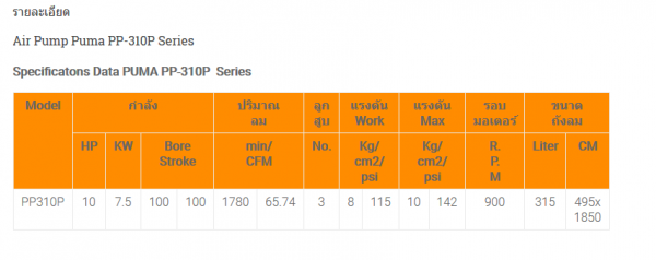 หัวปั๊มPUMA10HP PP-310P หัวปั๊มPUMA10HP PP-310P