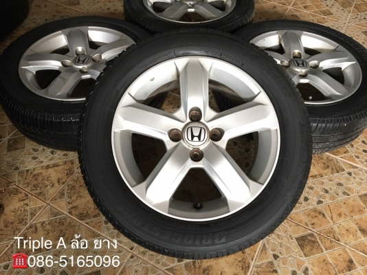 ล้อแม็ก Honda City 4รู100 ลาย 5 ก้าน ขอบ 15 พร้อมยาง Bridgestone 185-60-15 ปี 14