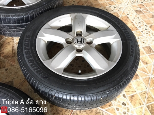 ล้อแม็ก Honda City 4รู100 ลาย 5 ก้าน ขอบ 15 พร้อมยาง Bridgestone 185-60-15 ปี 14