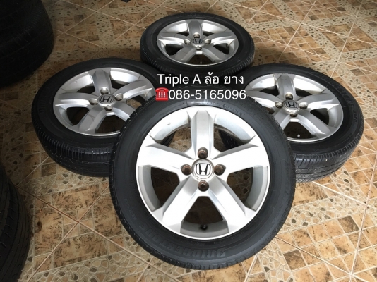 ล้อแม็ก Honda City 4รู100 ลาย 5 ก้าน ขอบ 15 พร้อมยาง Bridgestone 185-60-15 ปี 14