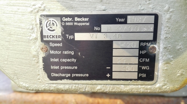 แวคคัมปั้มสุญญากาศเยอรมัน BECKER Germany ขนาด 2 HP 380V แวคคัมปั้มสุญญากาศเยอรมัน BECKER Germany ขนาด 2 HP 380V