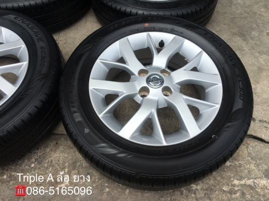 ล้อแม็ก 4รู100 Nissan Note,Almera ,March ขอบ 15 พร้อมยาง Dunlop 185-65-15 ปี 17 แม็กสวย ดอกยางหนานิ่ม
