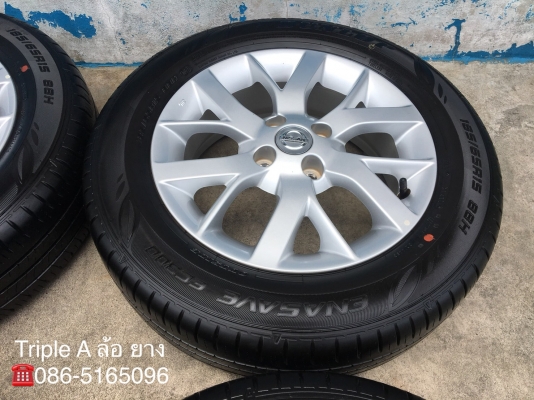 ล้อแม็ก 4รู100 Nissan Note,Almera ,March ขอบ 15 พร้อมยาง Dunlop 185-65-15 ปี 17 แม็กสวย ดอกยางหนานิ่ม