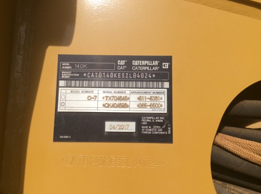 (ขายดาวน์)รถเกรด CAT140K S/N TX704645 ใช้งาน1460ช.ม