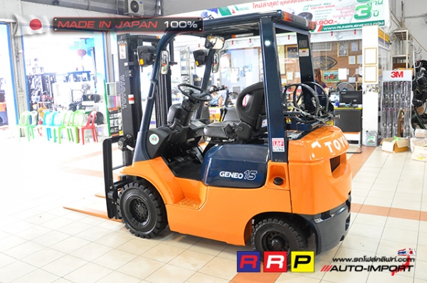 ขายรถโฟล์คลิฟท์มือสอง TOYOTA รุ่น 7FGL15-26012 นำเข้าจากประเทศญี่ปุ่น 100\% ไม่เคยใช้งานในไทย