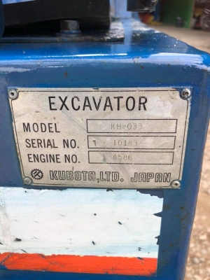 ขายด่วน 270,000 บาท แบคโฮเล็ก คูโบต้าKH-033 เครื่องยนต์ดีเซล 4 สูบ ปั๊มนิ้ว ปั๊มแรงทำงานเร็ว ไม่มีโหลด รถนำเข้าญี่ปุ่น ไม่เคยใช้งานในไทยมาก่อน