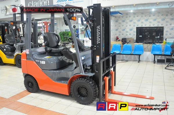 ขายรถโฟล์คลิฟท์มือสอง TOYOTA รุ่น 8FGL18-30498 นำเข้าจากประเทศญี่ปุ่น 100\% ไม่เคยใช้งานในไทย