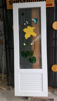 ขายประตู PVC ลายดอกไม้ขนาด 70 cm. x 2 m.