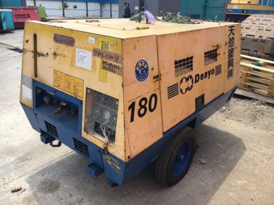 DENYO DPS-180SS2 (มีล้อ): 180CFM 7บาร์ เครื่องปั๊มลม นำเข้าจากญี่ปุ่น โทร. 080-6565422 (หนิง)