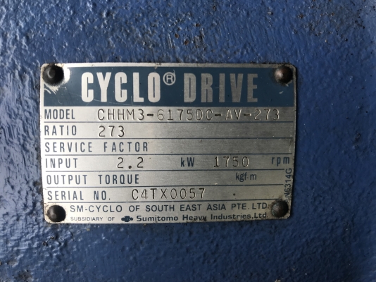 ( เหลือ 1ตัวครับ )ขายมอเตอร์เกียร์ Cycro drive Sumitomo 3HP. 380V มีระบบเบรคในตัว อัตราทด 1:273 เพลาออกประมาณ 5.3รอบต่อนาที รอบช้าแรงบิดเยอะ สภาพสวย พร้อมใช้งาน มี 2ตัวครับ ราคาตัวละ 19,000 บาท ( เหลือ 1ตัวครับ )ขายมอเตอร์เกียร์ Cycro drive Sumitomo 3HP. 380V มีระบบเบรคในตัว อัตราทด 1:273 เพลาออกประมาณ 5.3รอบต่อนาที รอบช้าแรงบิดเยอะ สภาพสวย พร้อมใช้งาน มี 2ตัวครับ ราคาตัวละ 19,000 บาท
