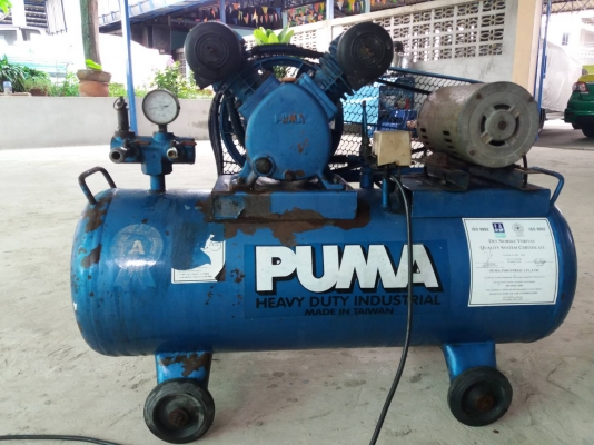 PUMA 1/2HP 2 สูบ ถัง 64 ลิตร มอเตอร์ มิสซู สีเดิมๆพร้อมใช้งานไม่รั่วไม่ซึม