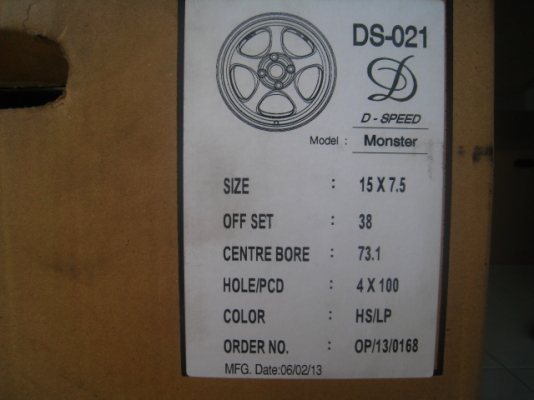 ขายล้อแม็กของใหม่ S1R 15"x7.5" 4/100 et 38 +ยางใหม่ 15500  บาท (081-3747940)