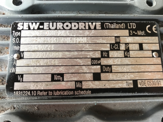 ขายมอเตอร์เกียร์ SEW eurodrive 2HP. 380V อัตราทด 1:51 เพลาออกประมาณ 28รอบต่อนาที สภาพสวยมาก หมุนนิ่ม พร้อมใช้งาน มี 2ตัวครับ