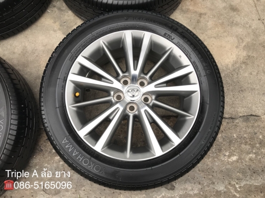 ล้อแม็ก Toyota Altis ขอบ16 สีเทาหน้าเงา พร้อมยาง 205-55-16 Yokohama ปี 15