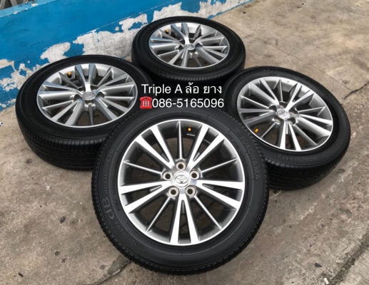 ล้อแม็ก Toyota Altis ขอบ16 สีเทาหน้าเงา พร้อมยาง 205-55-16 Yokohama ปี 15