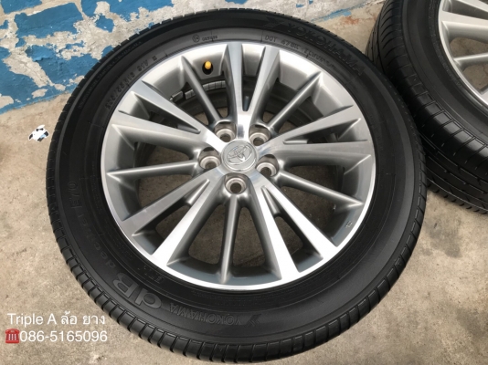ล้อแม็ก Toyota Altis ขอบ16 สีเทาหน้าเงา พร้อมยาง 205-55-16 Yokohama ปี 15