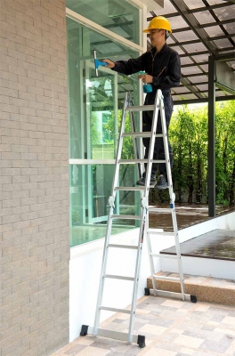 บันไดอลูมิเนียม 16 ขั้น(ไม่รวมขาบันได) แบบข้อใหญ่ยาว4.70ม. ของใหม่