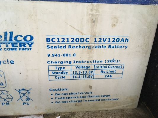 ขาย...แบตเตอร์รี่แห้งมือสองขนาด12V 120A มี12ลูก