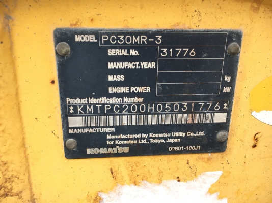 Komatsu PC30MR-3 #31776 นำเข้าจากญี่ปุ่น โทร. 080-6565422 (หนิง)