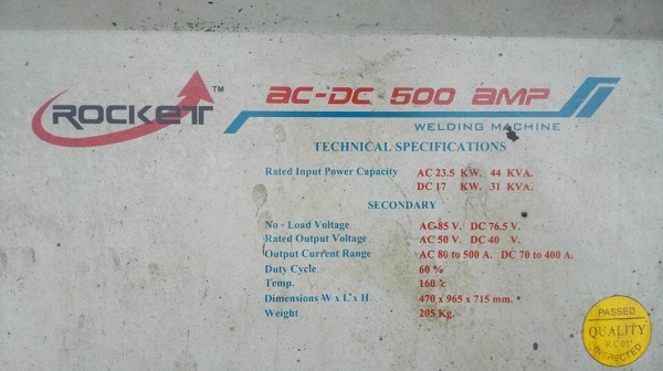 ตู้เชื่อมรุ่นงานหนัก_ROCKET 500 Amp ระบบ AC/DC ใช้ไฟได้ 2 ระบบ 220/380V สภาพสวยเชื่อมนุ่มพร้อมใช้