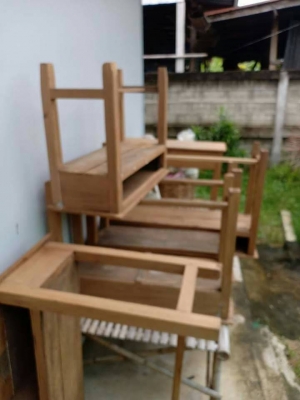 โต๊ะนักเรียนคู่รุ่นเก่าไม้สัก