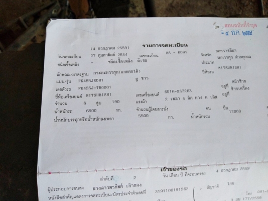 ขายรถหกล้อมิซเครื่อง6D16-195แรงม้า