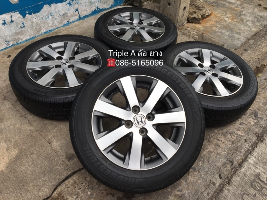ล้อแม็ก 4รู100 Honda Feed ขอบ15 พร้อมยาง Bridgestone 185-65-15 ปี 14