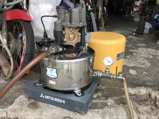 ขายปั๊มน้ำอัตโนมัติ Mitsubishi 250W ใส่ถังสแตนเลสของใหม่ สภาพสวยเดิมๆ หมุนนิ่ม พร้อมใช้งาน