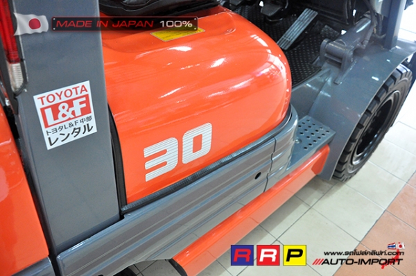 ขายรถโฟล์คลิฟท์มือสอง TOYOTA รุ่น 6FD30-33023 นำเข้าจากประเทศญี่ปุ่น 100\% ไม่เคยใช้งานในไทย