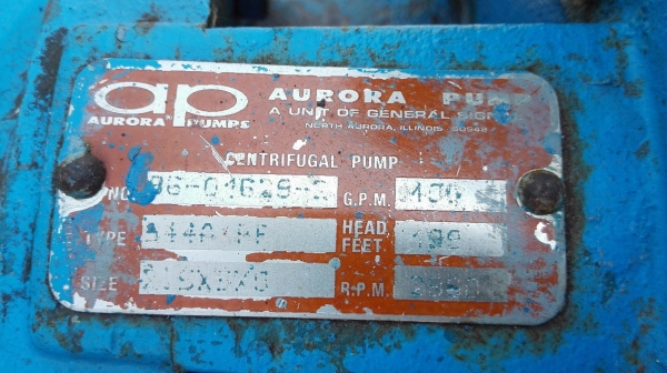 ปั้มน้ำหอยโข่งใบทองเหลือง AURORA Made in USA ขนาด 30 HP 2920 RPM 380V ท่อ 5&rdquo;- 4&rdquo; Head 60 m