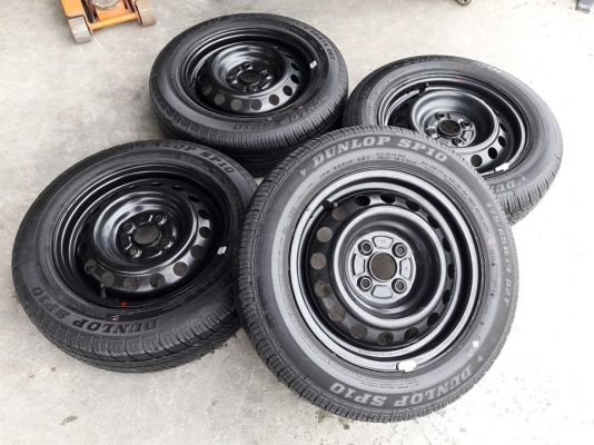 ล้อเหล็ก yaris 14" 4รู100 ยาง dunlop sp10 175/65r14 ผลิตสัปดาห์ที่27ปี18