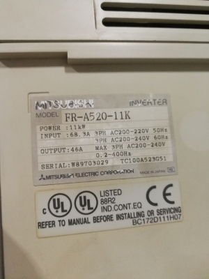 อินเวอร์เตอร์ปรับรอบมอเตอร์มิตซู15แรง220vเข้า1เฟสออก3เฟส