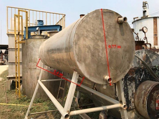 ถังสแตนเลส ความจุ 1100 ลิตร กว้าง 0.77 เมตร ยาว 2.4 เมตร