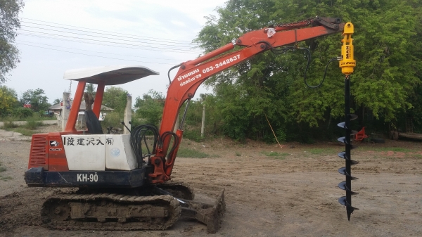 มอเตอร์สว่านเจาะดิน ติดรถแม็คโคร รถเครน