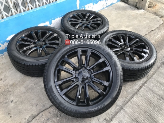 ล้อแม็ก Ford Everest ลายใหม่ ขอบ 20 สีดำ พร้อมยางป้ายแดง 265-50-20 Goodyear ปี 18 ดอกเต็มๆ ตุ่มเด้ง สีชัด