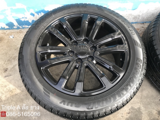 ล้อแม็ก Ford Everest ลายใหม่ ขอบ 20 สีดำ พร้อมยางป้ายแดง 265-50-20 Goodyear ปี 18 ดอกเต็มๆ ตุ่มเด้ง สีชัด