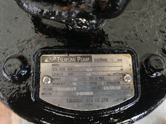 ขายไดโว่ Tsurumi 2HP. 380V made in Japan ใบดูดโคลน ขนาดท่อ 3นิ้ว สภาพทำเก็บรอการใช้งาน หมุนนิ่ม พร้อมใช้งาน