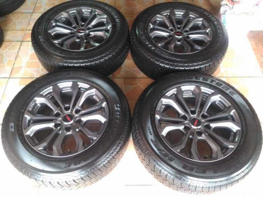 ล้อแม็ก Toyota Fortuner TRD4 แท้ ขอบ 18 พร้อมยาง Bridgestone Dueler 265/60R18 ผลิตปี 2017 ยางสวย ดอกหนาๆ ล้อสวย เดิมๆ ขายถูกๆ ทั้งชุด 43,900 บาท  *** ล้อเดิมเทิร์นได้ ติดตั้งฟรีค่ะ รับบัตรเครดิตทุกธนาคาร ส่งทั่วไทย