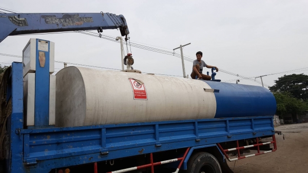 ถังเหล็กขนาด 15000 ลิตรพร้อมตู้จ่ายน้ำมันพร้อมใช้งาน