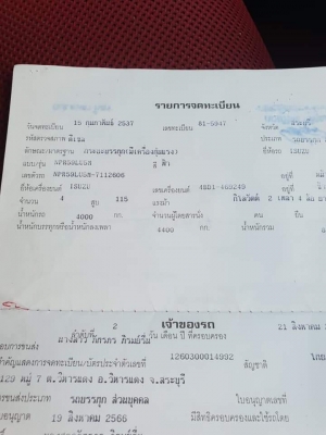 6ล้อNPR115 ติดเครน2.9ตันท้องวีเครนไช้งานได้ปกติเครื่องดีคัชซีสวยภาษีไม่ขาดเอกสารครบเพาเวอร แอรครบราค