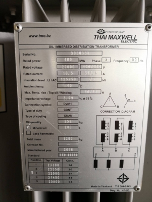 หม้อแปลง400Kva ปี59 พร้อมใช้ ขาย90,000บาท หม้อแปลง400Kva ปี59 พร้อมใช้ ขาย90,000บาท