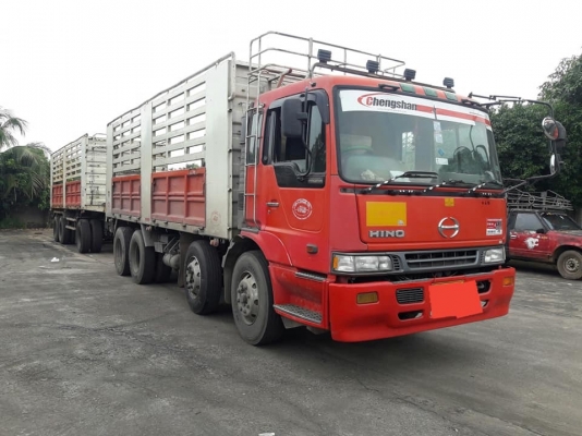 รถพ่วง 24 ล้อ Hino โปรเฟีย เครื่อง P11-320 แรง จดปี 50 แม่ลูกไม่ดัมพ์กระบะสามมิตร 7 เกียร์เดิม แม่ยาว 7 เมตร ลูกยาว 7 เมตร ทะเบียนพร้อม