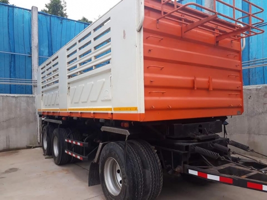 ลูกพ่วงปี57 ดัมพ์สามมิตร สามเพลาแท้ พื้นกะบะเรียบเนียนสวย  ยางดี90\% ทุกเส้น พร้อมใช้.ทะเบียนพร้อมโอน