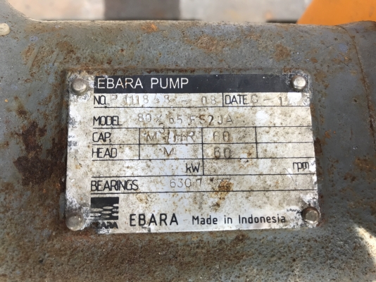 ขายปั๊มน้ำหอยโข่ง Ebara 80x60FSJ ใบพัดทองเหลือง ขนาดเข้า 3นิ้ว ออก 2.5นิ้ว ( ของเดิมต่อท่อเข้า 4นิ้ว ) รุ่นส่งน้ำไกล พร้อมมอเตอร์ 25HP. 380V 2800rpm. สภาพสวยเดิมๆ พร้อมใช้งาน ขายปั๊มน้ำหอยโข่ง Ebara 80x60FSJ ใบพัดทองเหลือง ขนาดเข้า 3นิ้ว ออก 2.5นิ้ว ( ของเดิมต่อท่อเข้า 4นิ้ว ) รุ่นส่งน้ำไกล พร้อมมอเตอร์ 25HP. 380V 2800rpm. สภาพสวยเดิมๆ พร้อมใช้งาน