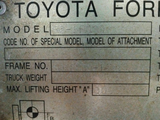 ขายด่วนครับ รถโฟคลิฟล์ TOYOTA 62-8 FD30 3ตัน รถสวยพร้อมใช้งานครับ