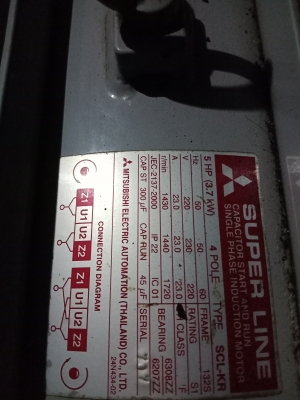 ขาย-MITSUBISHI รุ่น SCL-KR 5.0 แรงม้า ไฟฟ้า 220 โวล์ท 4 Pole ไฟบ้าน อัพเดทเบอร์