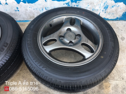 ล้อแม็ก 4รู100 ขอบ 14 สีเทากัน พร้อมยาง Bridgestone 175-70-14 ปี 14 แม็กสวย