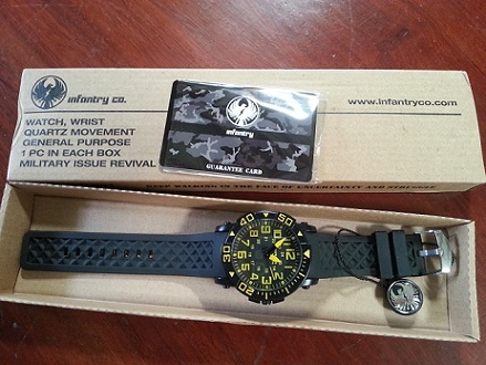 ขายนาฬิกาแฟชั่นสุดเท่ห์ยี่ห้อ INFANTRY สีดำ เหลือง