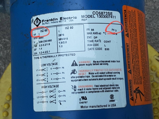 ปั๊มน้ำ Franklin  1 แรง 380V